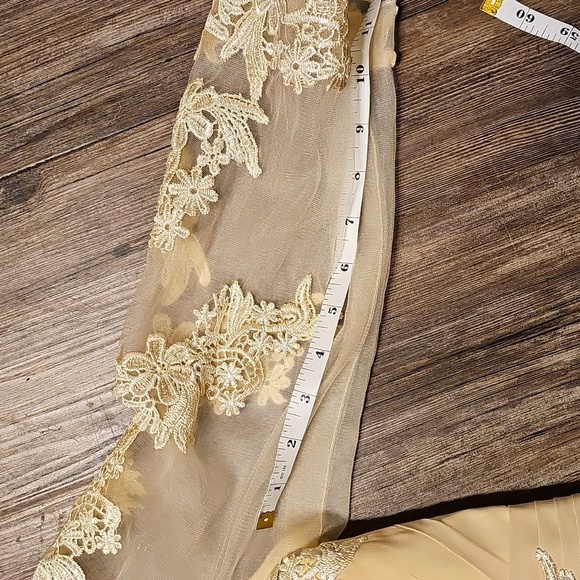 Womens Elegant Cream Lace Evening Wedding Dress Sz 14 - Picture 7 of 9